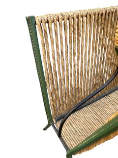 Jacques Adnet 1950s STitched leather and rope magazine rack by Jacques Adnet - 4685358