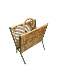 Jacques Adnet 1950s STitched leather and rope magazine rack by Jacques Adnet - 4685361