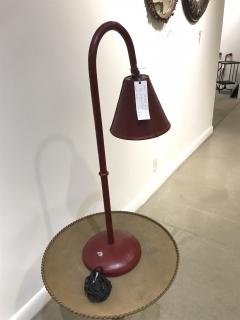 Jacques Adnet 1950s Stitched Leather Adnet Lamp Burgundy - 3037532