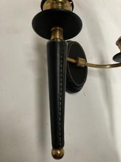 Jacques Adnet 1950s Stitched Leather Sconces By Jacques Adnet - 2278362