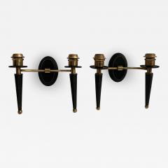 Jacques Adnet 1950s Stitched Leather Sconces By Jacques Adnet - 2281519
