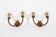 Jacques Adnet 1950s Stitched Leather Sconces by Jacques Adnet - 2112846