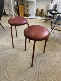 Jacques Adnet 1950s Stitched Leather Stools by Jacques Adnet - 4013121