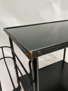 Jacques Adnet 1950s Stitched Leather and metal bar cart by Jacques Adnet - 3248591