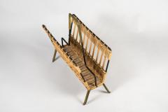 Jacques Adnet 1950s Stitched Leather and rattan magazine rack By Jacques Adnet - 2780757