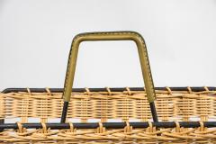 Jacques Adnet 1950s Stitched Leather and rattan magazine rack By Jacques Adnet - 2780760