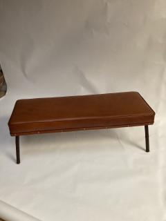 Jacques Adnet 1950s Stitched Leather bench by Jacques Adnet - 2466082