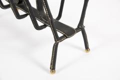 Jacques Adnet 1950s Stitched Leather magasine rack by Jacques Adnet - 2112766