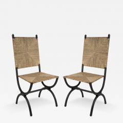 Jacques Adnet 1950s Stitched Leather pair of chairs by Jacques Adnet - 2948768