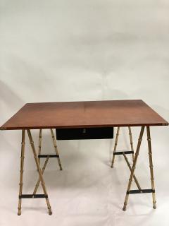 Jacques Adnet 1950s Stitched leather Desk by Jacques Adnet - 3248541