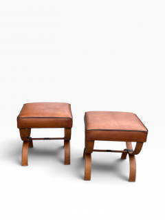 Jacques Adnet 1950s Stitched leather Ottomans by Jacques Adnet - 4798831