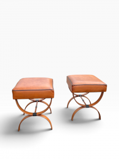 Jacques Adnet 1950s Stitched leather Ottomans by Jacques Adnet - 4798833