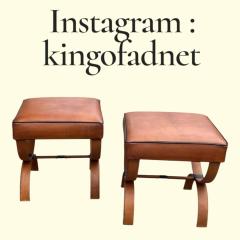 Jacques Adnet 1950s Stitched leather Ottomans by Jacques Adnet - 4798841