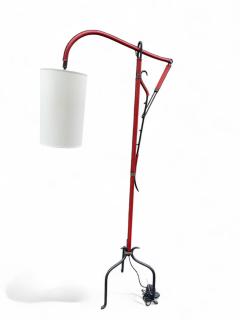 Jacques Adnet 1950s Stitched leather adjustable floor lamp by Jacques Adnet - 4123161