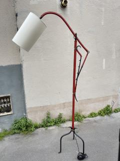 Jacques Adnet 1950s Stitched leather adjustable floor lamp by Jacques Adnet - 4123169