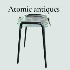 Jacques Adnet 1950s Stitched leather and Saint Gobain glass side table by Jacques Adnet - 4513561