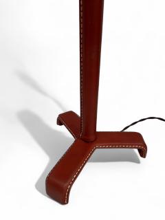 Jacques Adnet 1950s Stitched leather and albaster lamps by Jacques Adnet - 4122346