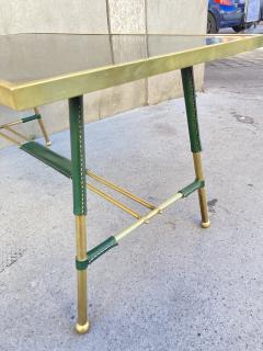 Jacques Adnet 1950s Stitched leather and brass cocktail Table by Jacques Adnet - 3668862