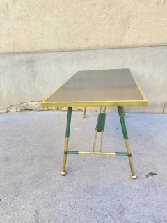 Jacques Adnet 1950s Stitched leather and brass cocktail Table by Jacques Adnet - 3668863