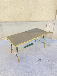 Jacques Adnet 1950s Stitched leather and brass cocktail Table by Jacques Adnet - 3668871