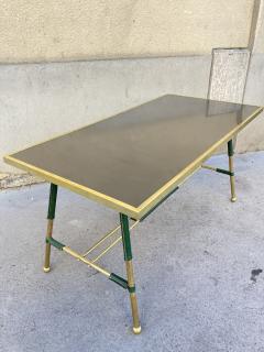 Jacques Adnet 1950s Stitched leather and brass cocktail Table by Jacques Adnet - 3668872