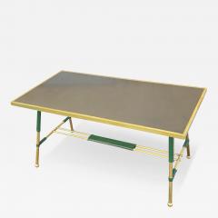 Jacques Adnet 1950s Stitched leather and brass cocktail Table by Jacques Adnet - 3671240