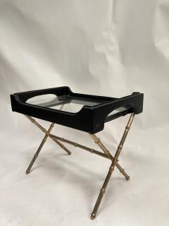 Jacques Adnet 1950s Stitched leather and brass table - 3248554