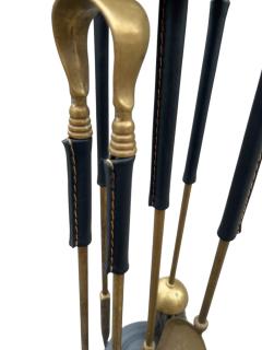 Jacques Adnet 1950s Stitched leather and bronze mantles by Jacques Adnet - 4435165