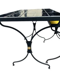 Jacques Adnet 1950s Stitched leather and ceramic nesting table by Jacques Adnet - 4362938