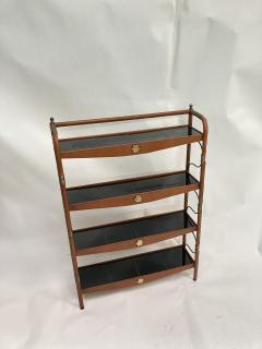 Jacques Adnet 1950s Stitched leather and ceramic shelve by Jacques Adnet - 3248564