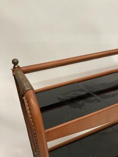 Jacques Adnet 1950s Stitched leather and ceramic shelve by Jacques Adnet - 3248565