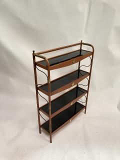 Jacques Adnet 1950s Stitched leather and ceramic shelve by Jacques Adnet - 3248569