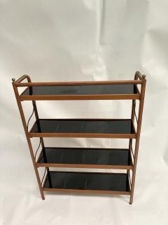 Jacques Adnet 1950s Stitched leather and ceramic shelve by Jacques Adnet - 3248573