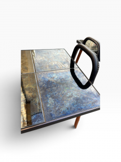 Jacques Adnet 1950s Stitched leather and ceramic side tables by Jacques ADNET - 4828045