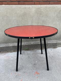 Jacques Adnet 1950s Stitched leather and formica side table by Jacques Adnet - 3249863