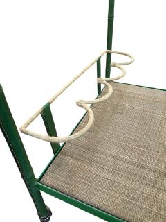 Jacques Adnet 1950s Stitched leather and glass bar cart by Jacques Adnet - 4637676