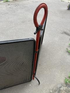 Jacques Adnet 1950s Stitched leather and m tal fire screen by Jacques Adnet - 3871668