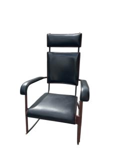 Jacques Adnet 1950s Stitched leather and m tal rocking chair by Jacques Adnet - 4551657