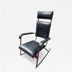 Jacques Adnet 1950s Stitched leather and m tal rocking chair by Jacques Adnet - 4551688