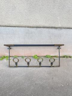 Jacques Adnet 1950s Stitched leather and metal coatrack by Jacques Adnet - 3965408