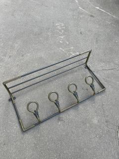 Jacques Adnet 1950s Stitched leather and metal coatrack by Jacques Adnet - 3965411