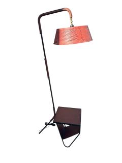 Jacques Adnet 1950s Stitched leather and metal floor lamp by Jacques Adnet - 4512952