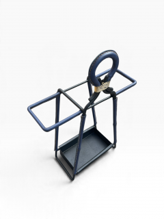 Jacques Adnet 1950s Stitched leather and metal umbrella stand by Jacques ADNET - 4820716