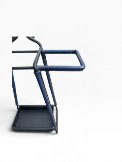 Jacques Adnet 1950s Stitched leather and metal umbrella stand by Jacques ADNET - 4820717