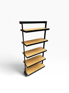 Jacques Adnet 1950s Stitched leather and oak bookcasse by Jacques ADNET - 4826509