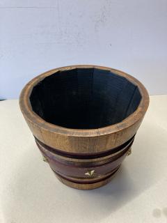 Jacques Adnet 1950s Stitched leather and oak paper bin by Jacques Adnet - 4421484