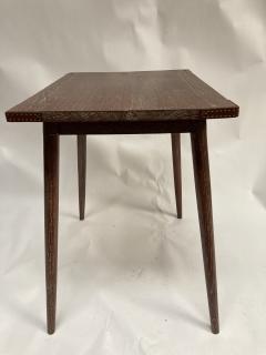 Jacques Adnet 1950s Stitched leather and oak table by Jacques Adnet - 3249843