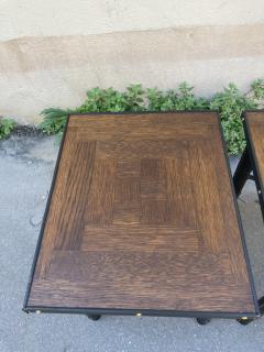 Jacques Adnet 1950s Stitched leather and oak table by Jacques Adnet - 4137605
