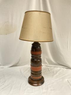 Jacques Adnet 1950s Stitched leather and oak table lamp by Jacques adnet - 3866622