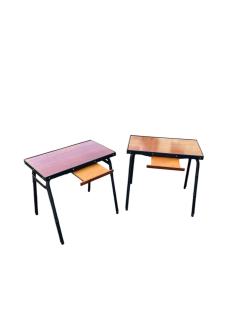 Jacques Adnet 1950s Stitched leather and pear wood side tables by Jacques Adnet - 4534355